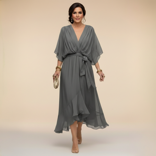 Isabella | VESTIDO DE CHIFFON CON ESCOTE EN V