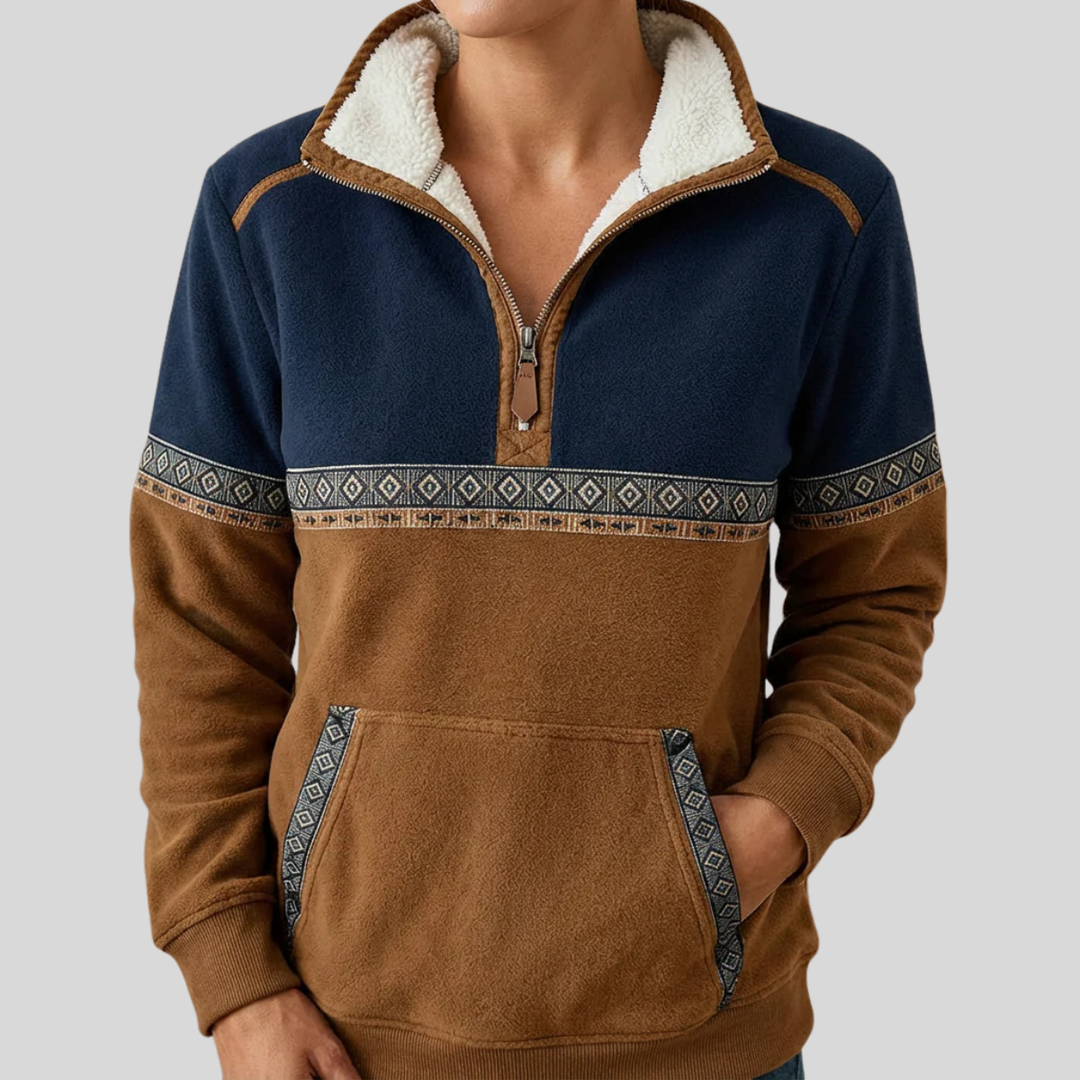 AULIORA | Suéter Bicolor Demi-Zip para Mujer Lucie