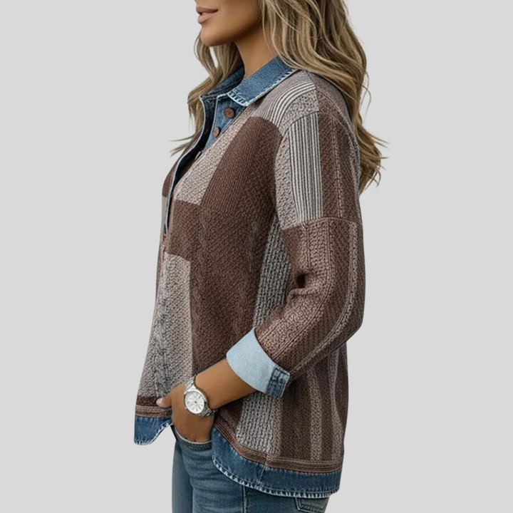AULIORA | Suéter de Patchwork con Efecto Denim para Mujer Sylvie