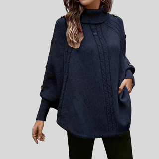 AULIORA | Léa Mujer Poncho de Cuello Alto Torcido