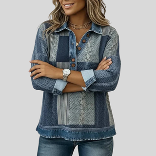 AULIORA | Suéter de Patchwork con Efecto Denim para Mujer Sylvie