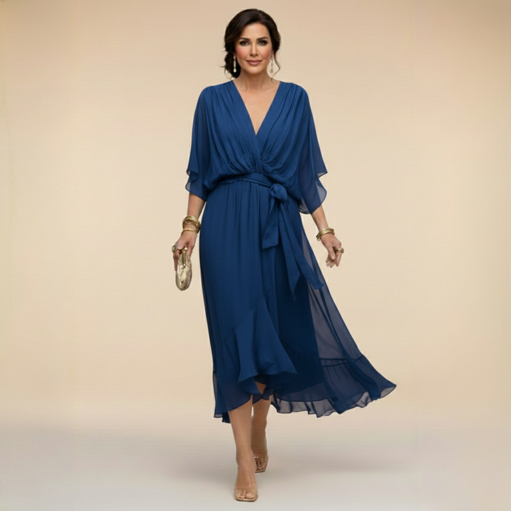 Isabella | VESTIDO DE CHIFFON CON ESCOTE EN V