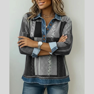 AULIORA | Suéter de Patchwork con Efecto Denim para Mujer Sylvie
