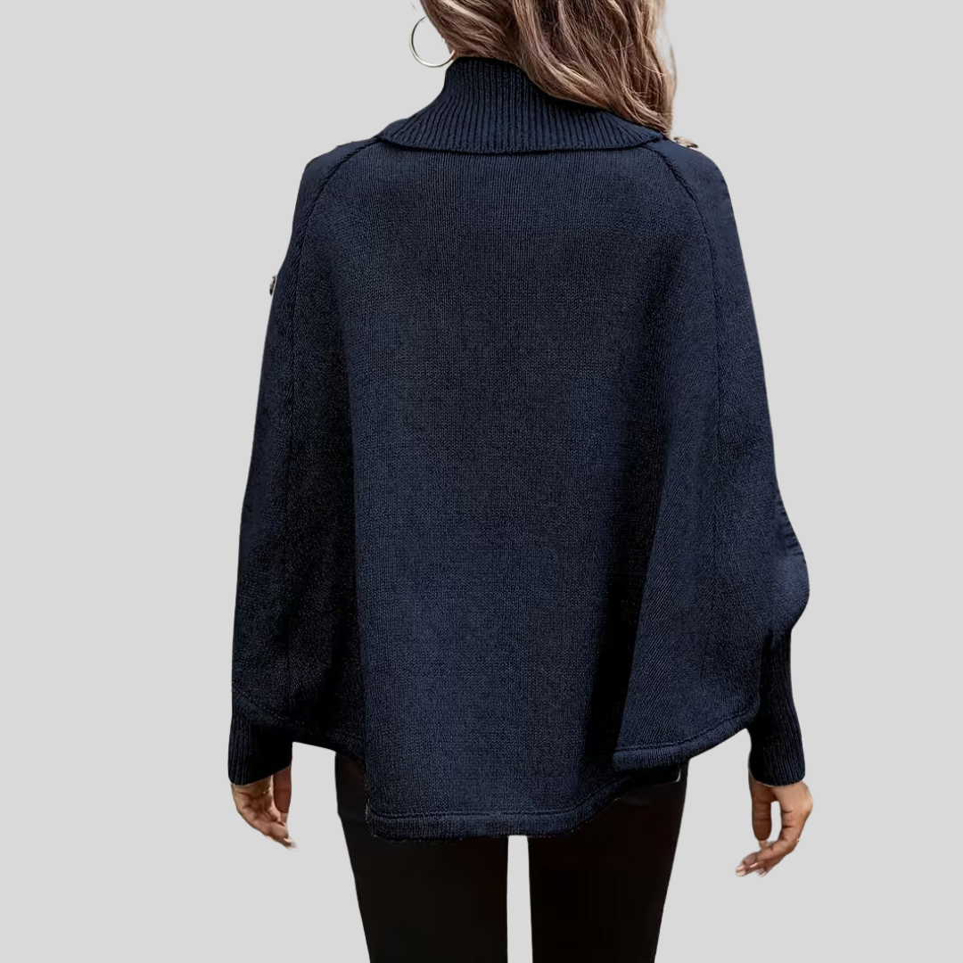 AULIORA | Léa Mujer Poncho de Cuello Alto Torcido