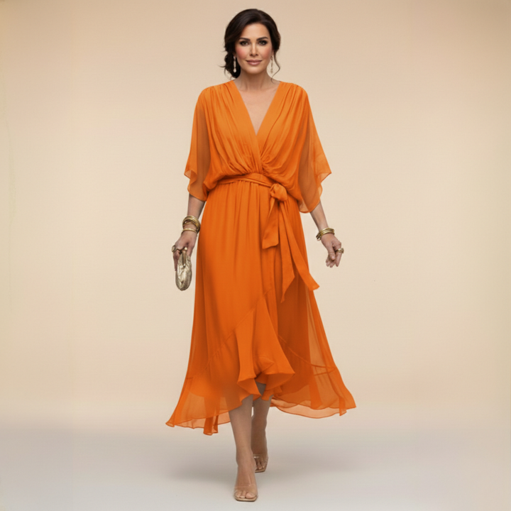 Isabella | VESTIDO DE CHIFFON CON ESCOTE EN V