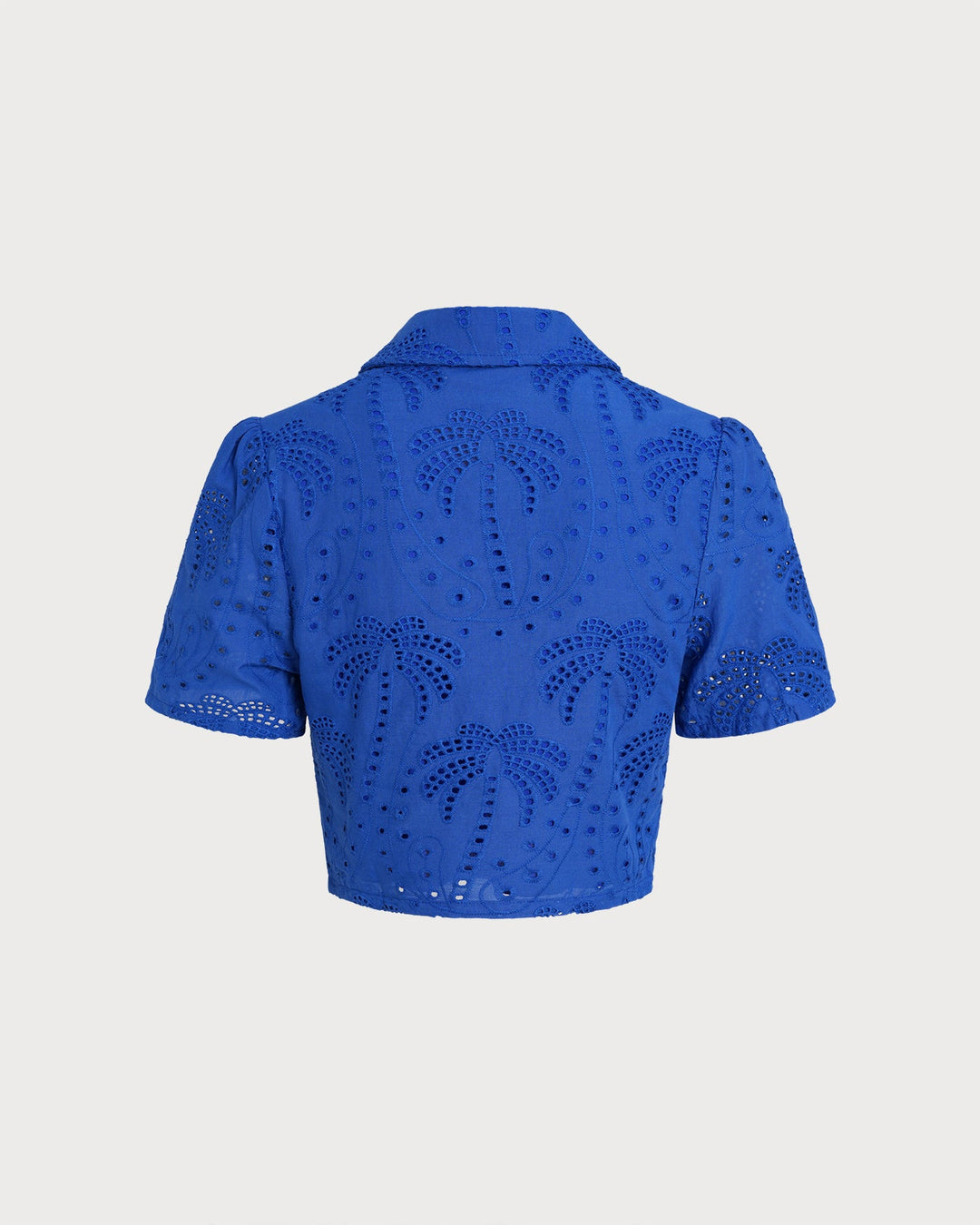 Blusa de Cuello de Botón Texturizado Azul