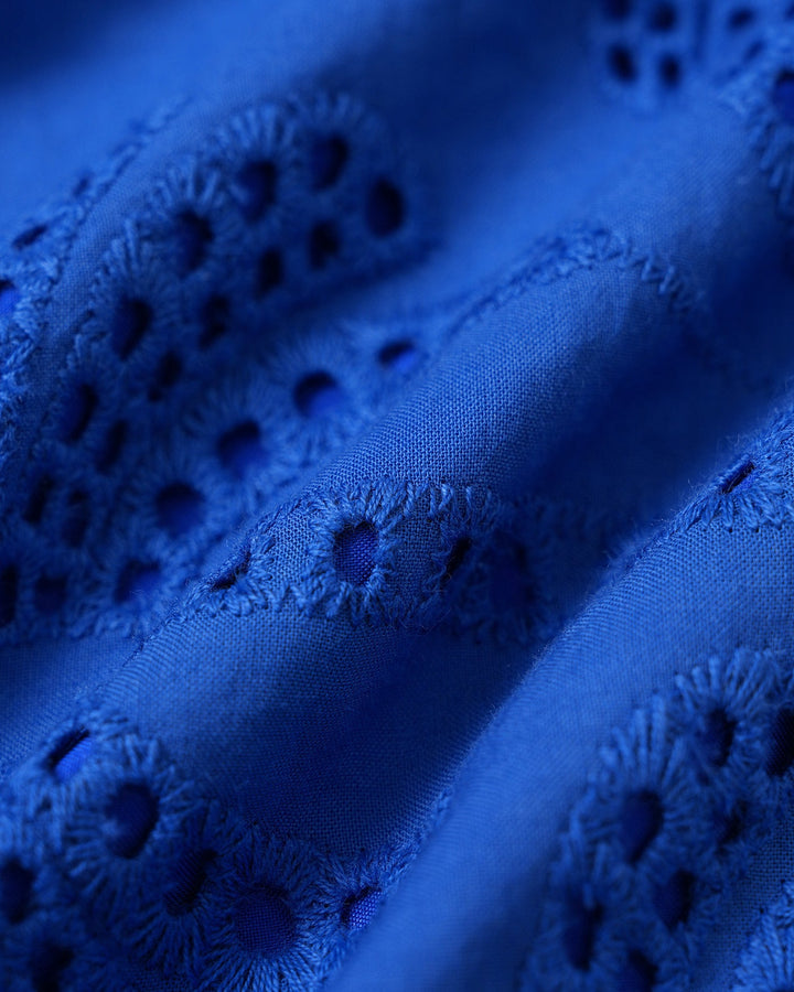 Blusa de Cuello de Botón Texturizado Azul