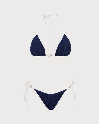 Conjunto de Bikini Halter en Azul Contraste