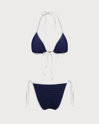 Conjunto de Bikini Halter en Azul Contraste