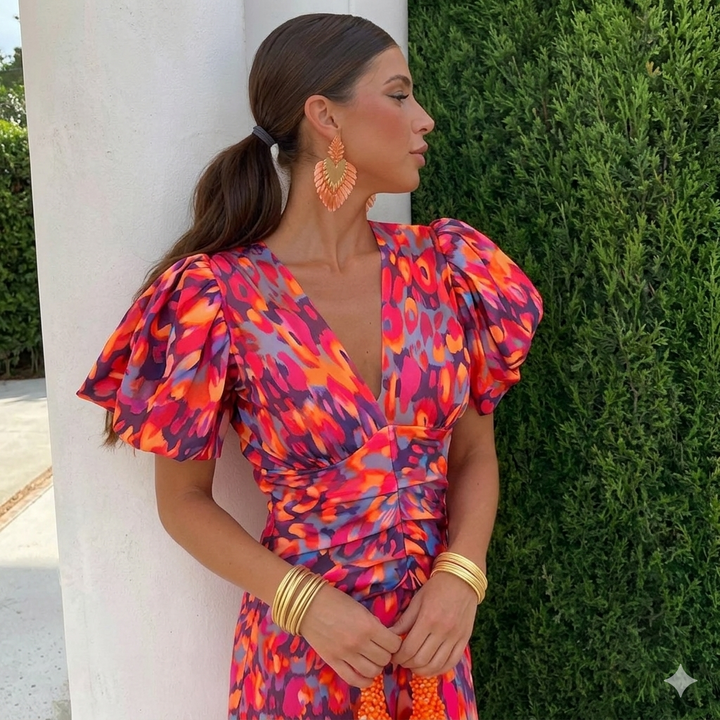 Emilia | Vestido con mangas plisadas