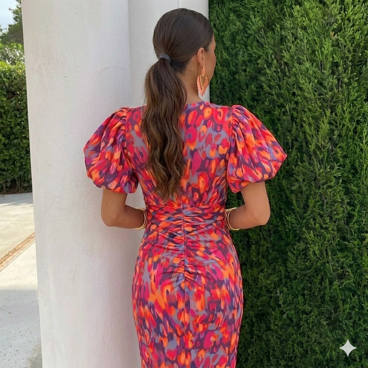 Emilia | Vestido con mangas plisadas