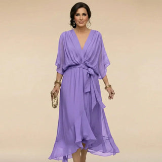 Isabella | VESTIDO DE CHIFFON CON ESCOTE EN V