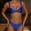 Conjunto de Bikini Triangular Sólido Azul