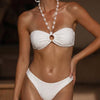 Conjunto de Bikini Bandeau Jacquard Blanco