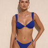 Conjunto de Bikini Texturizado de Bralette con Escote en V Azul