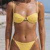Conjunto de Bikini Texturizado Amarillo con Aros