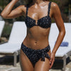 Conjunto de Bikini Bandeau con Lunares Negros