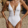 Bralette Blanco Texturizado de Una Pieza para Natación