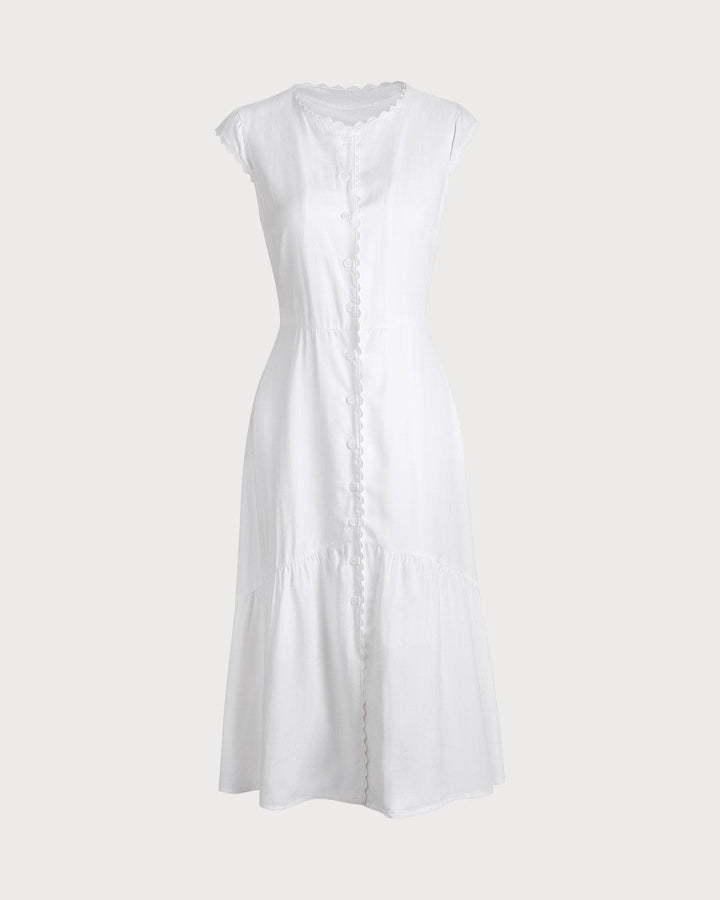 El Vestido Midi de Color Sólido con Solapa