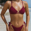 Conjunto de Bikini con Cordón Texturizado Color Rojo Vino