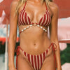 Conjunto de Bikini de O-Ring Rojo en Contraste