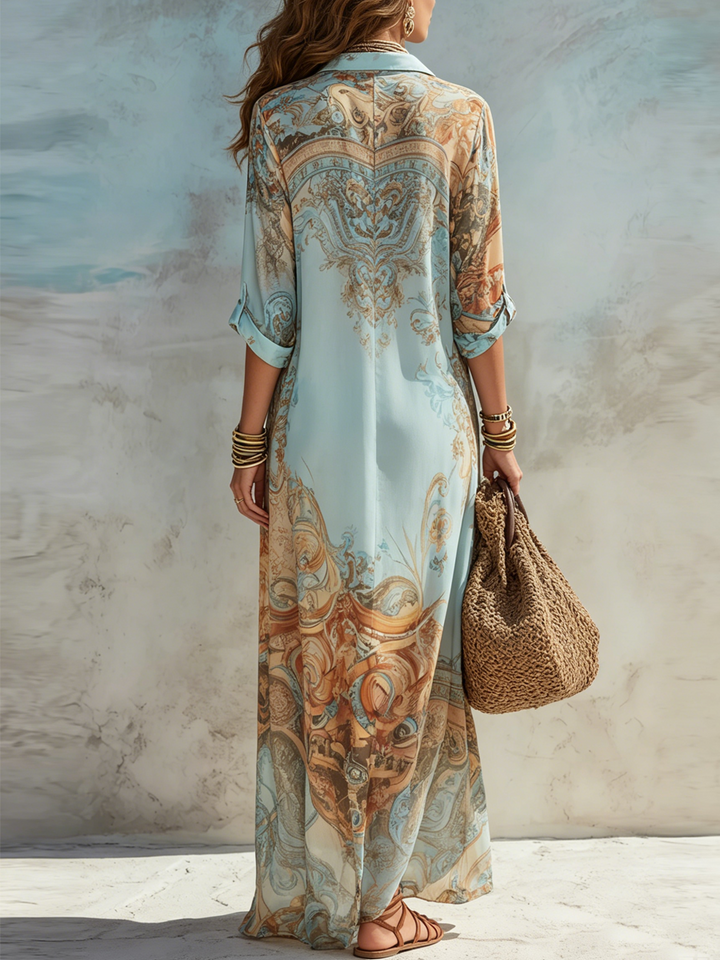 Carlota | Vestido maxi chemisier mediterráneo