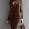 Aurélia™ | Vestido Mini de Terciopelo con Mangas de Encaje
