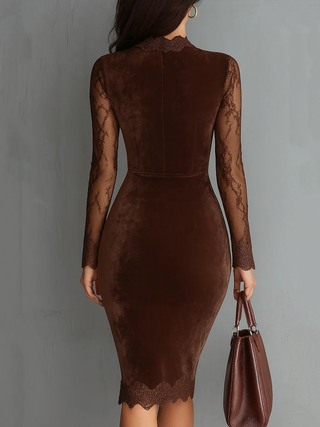 Aurélia™ | Vestido Mini de Terciopelo con Mangas de Encaje