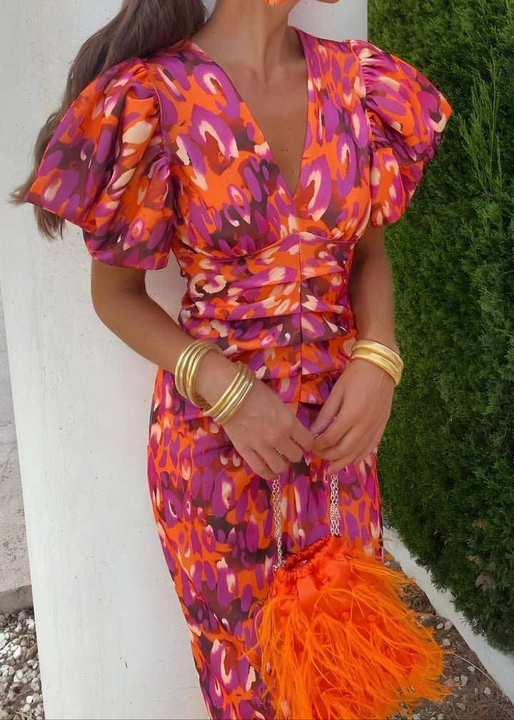 Emilia | Vestido con mangas plisadas