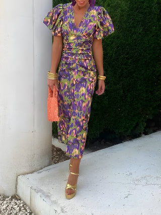 Emilia | Vestido con mangas plisadas