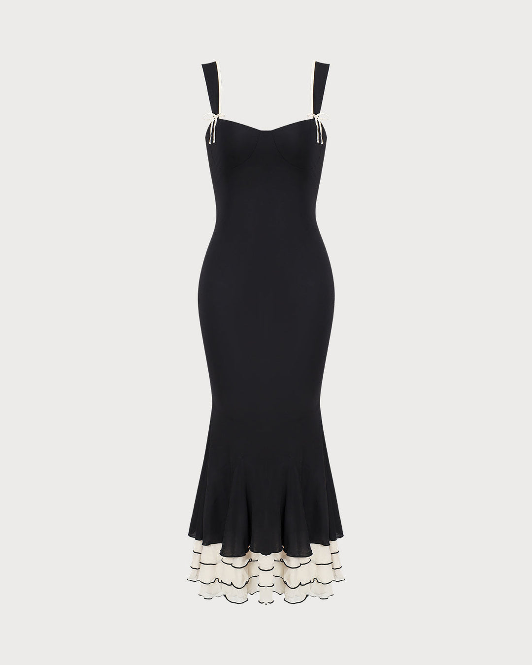 El Vestido Largo Ajustado con Escote Corazón Negro