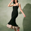 El Vestido Largo Ajustado con Escote Corazón Negro