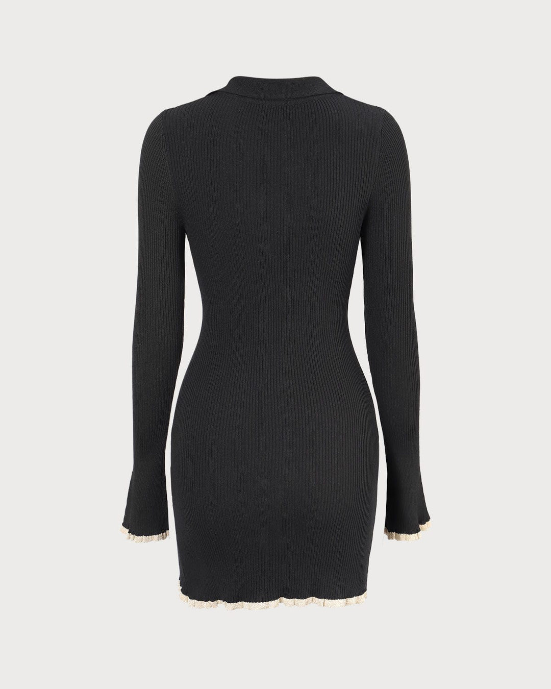 El Vestido Mini de Punto Negro con Contraste