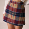 La Falda Mini de Tweed con Cierre de Cremallera a Cuadros Rojos