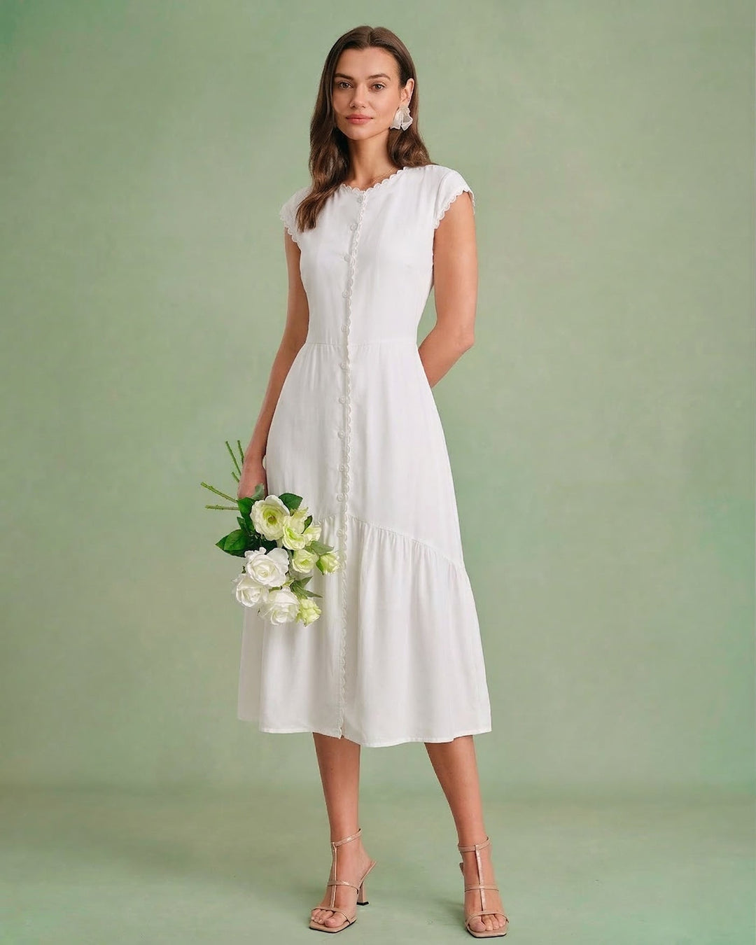 El Vestido Midi de Color Sólido con Solapa