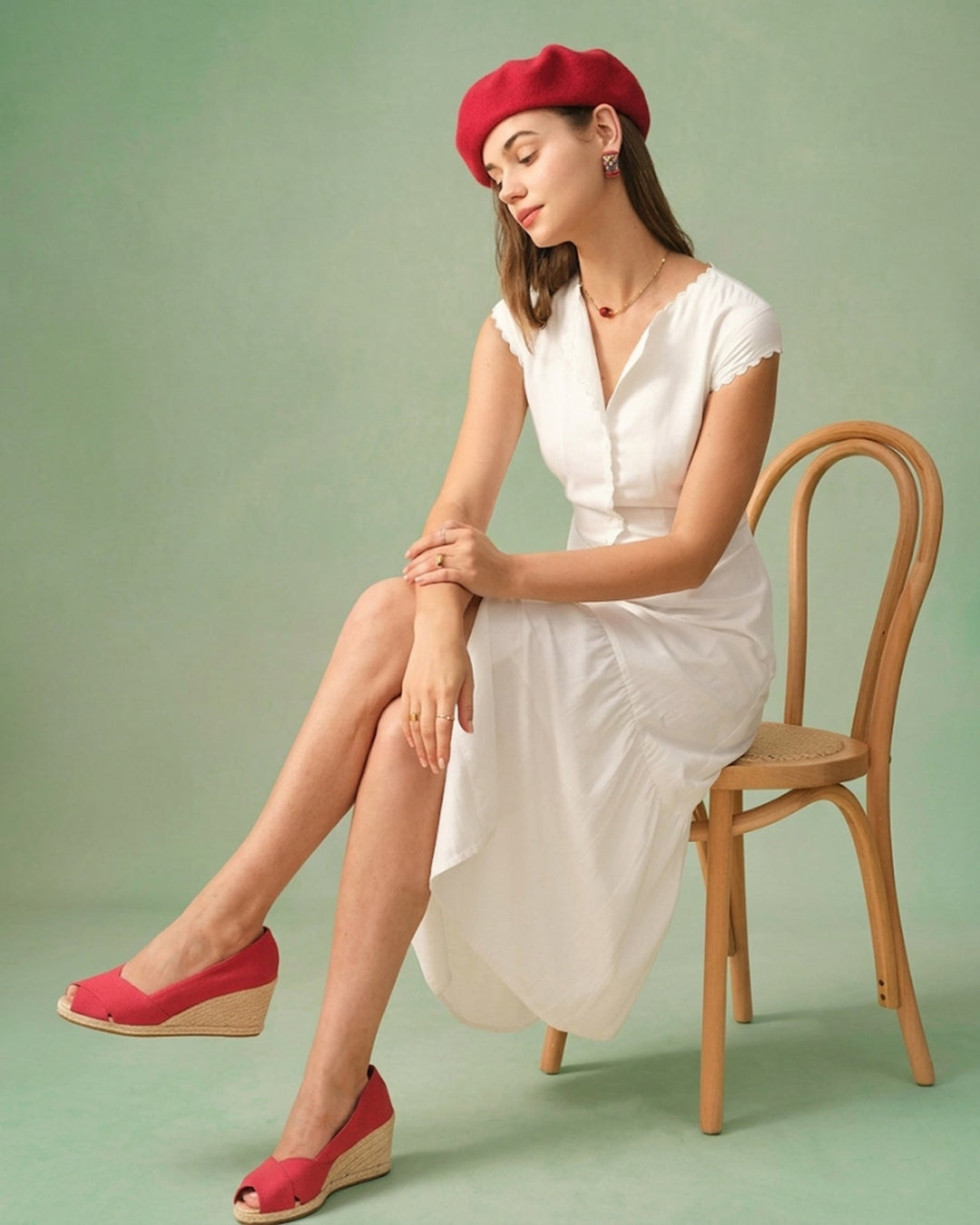 El Vestido Midi de Color Sólido con Solapa