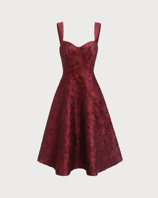 El Vestido Midi Jacquard Rojo Sweetheart