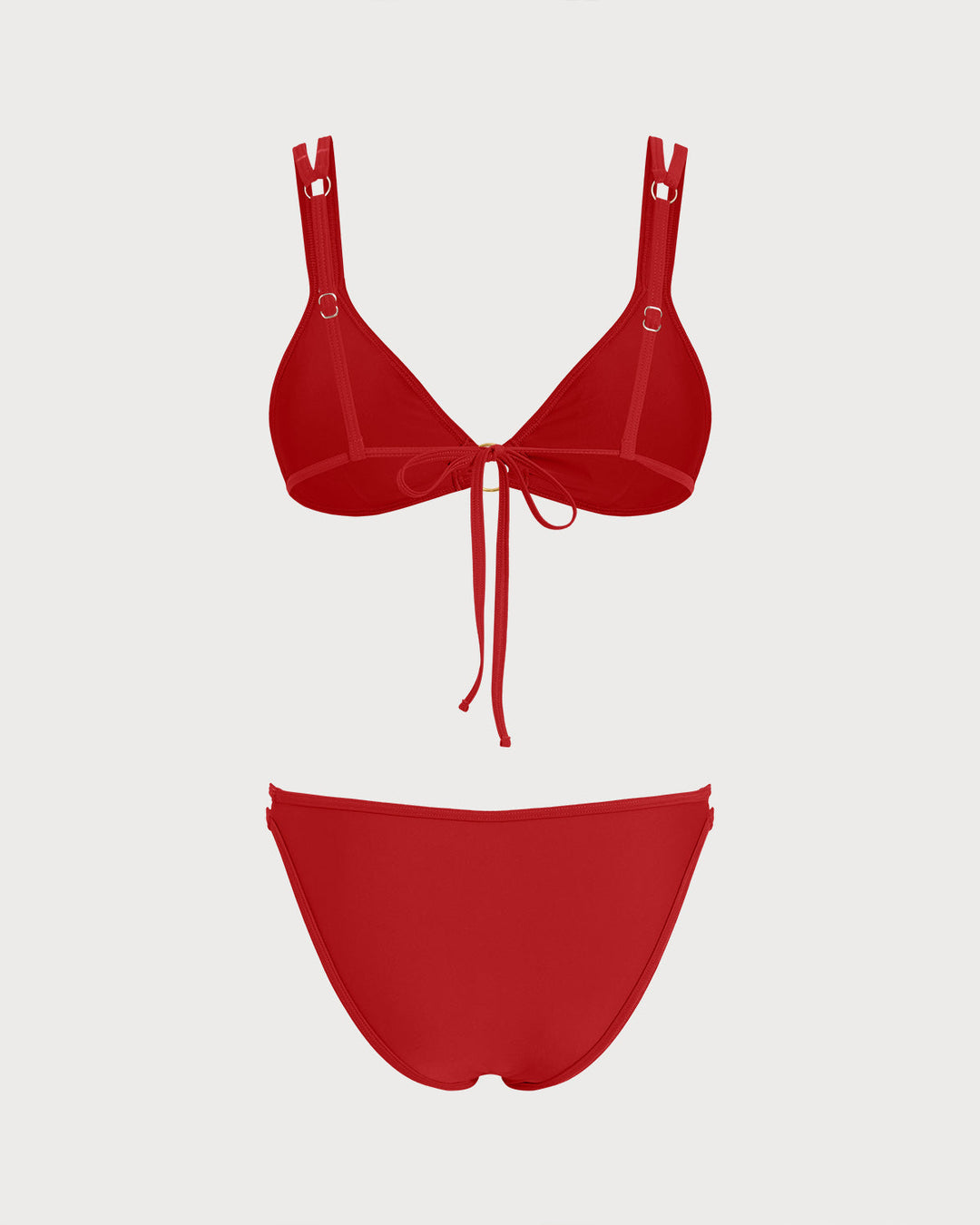 Conjunto de Bikini Triángulo Rojo con O-Ring
