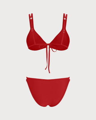 Conjunto de Bikini Triángulo Rojo con O-Ring