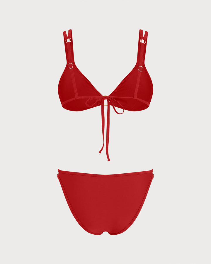 Conjunto de Bikini Triángulo Rojo con O-Ring
