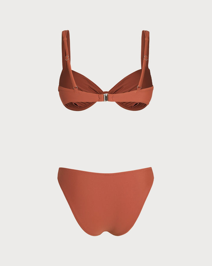 Conjunto de Bikini con Aros en Rojo Ladrillo