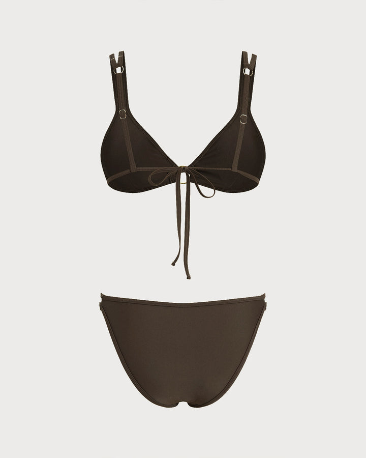 Conjunto de Bikini O-Ring Triángulo de Café