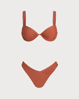 Conjunto de Bikini con Aros en Rojo Ladrillo