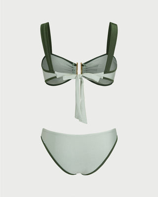 Conjunto de Bikini Bandeau Verde en Contraste
