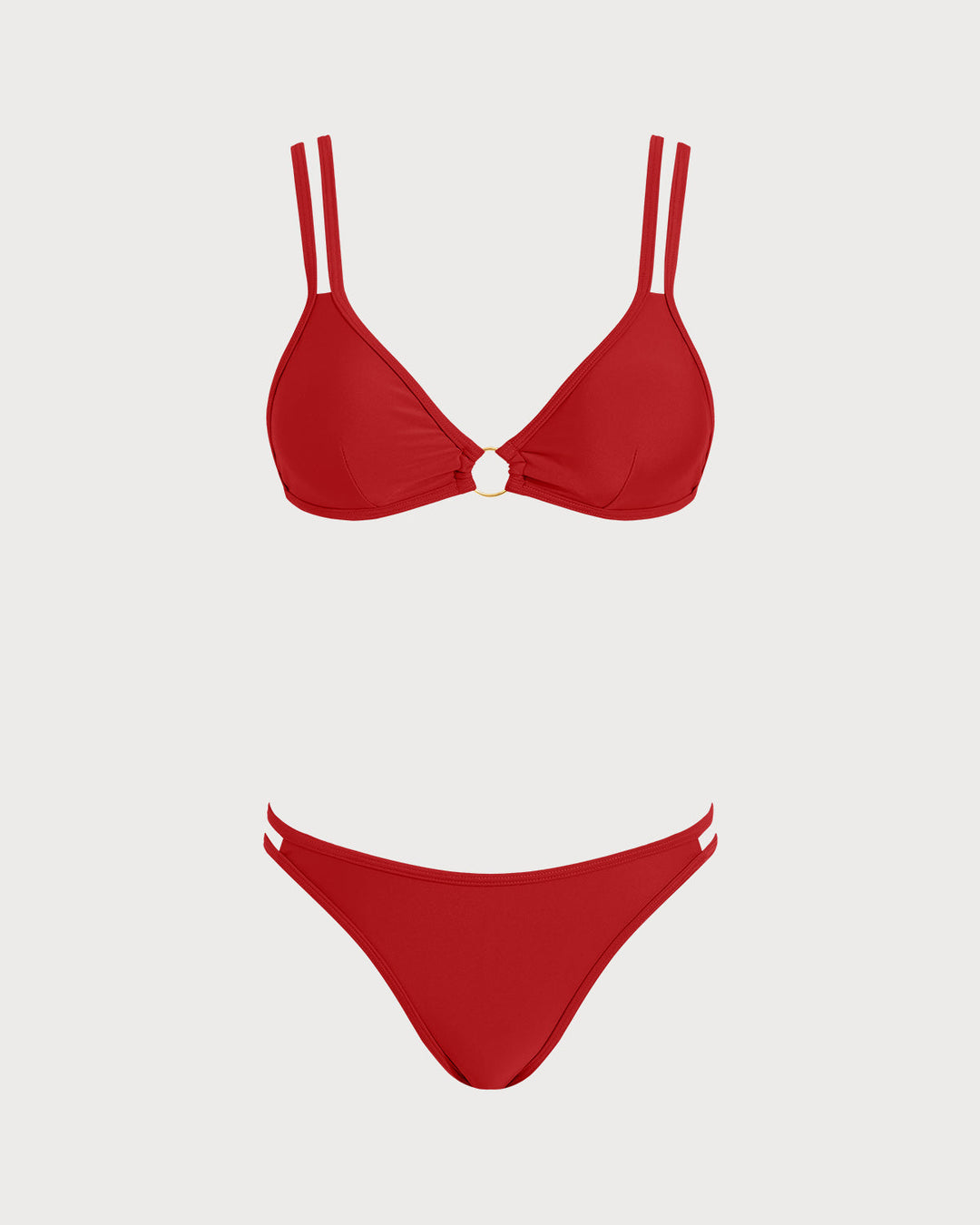 Conjunto de Bikini Triángulo Rojo con O-Ring