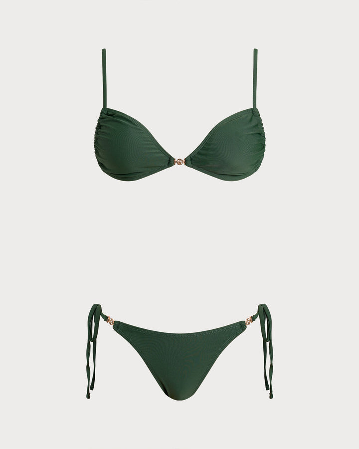 Conjuntos de Bikini de Triángulo Verde con Cordón