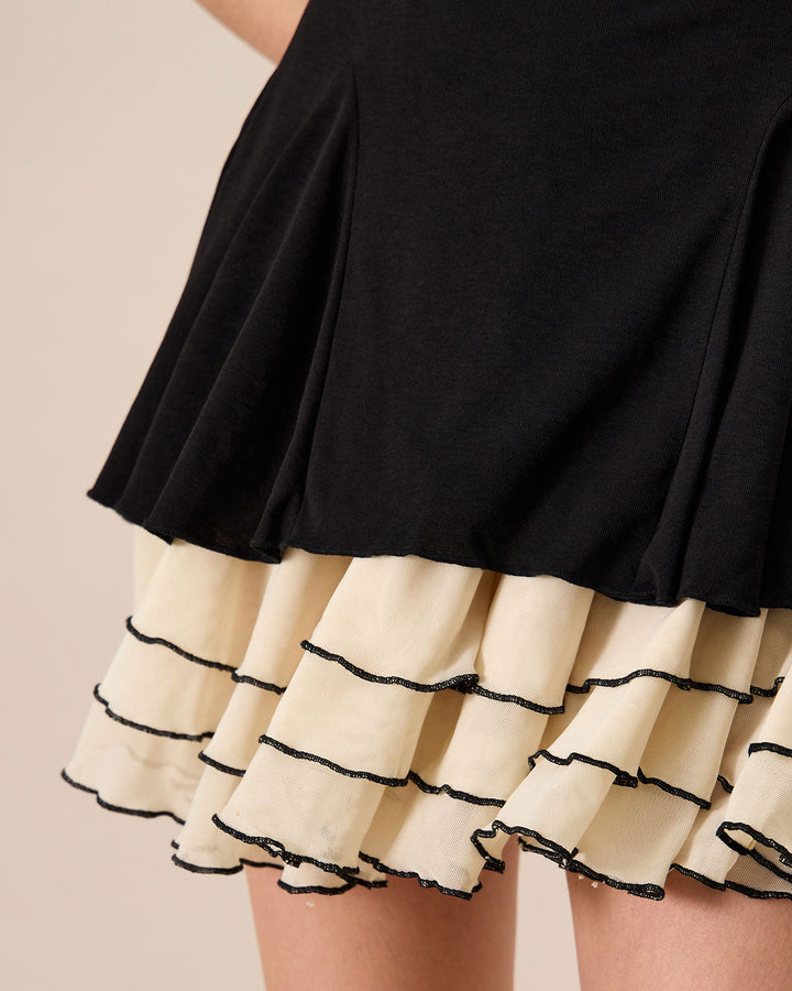 Vestido Mini de Punto Ajustado Negro para Mujeres