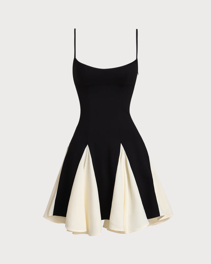 Vestido Mini de Contraste Negro