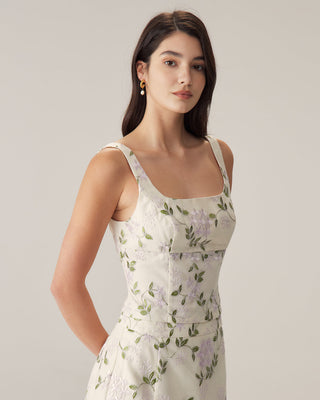 Top Sin Mangas Floral Beige