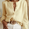 Cardigan de Punto Amarillo con Cuello Redondo